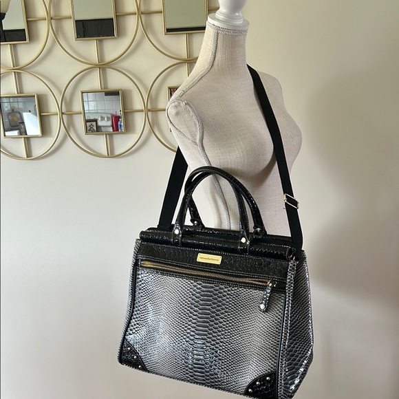 🌹Samantha Brown travel tote bag croc embossed, vintage, black silver / large - Picture 1 of 16
